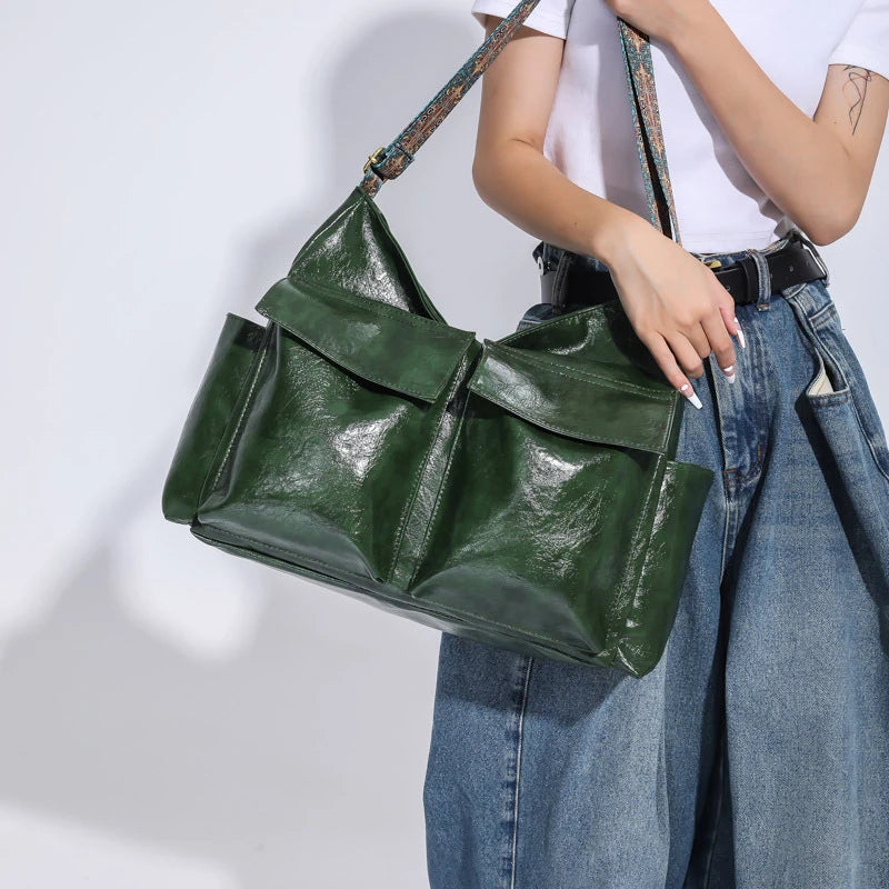 Sac Argenté Multi Poches Vert