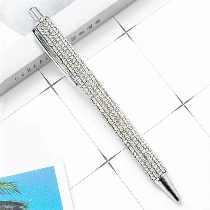 Stylo Avec Strass Argenté