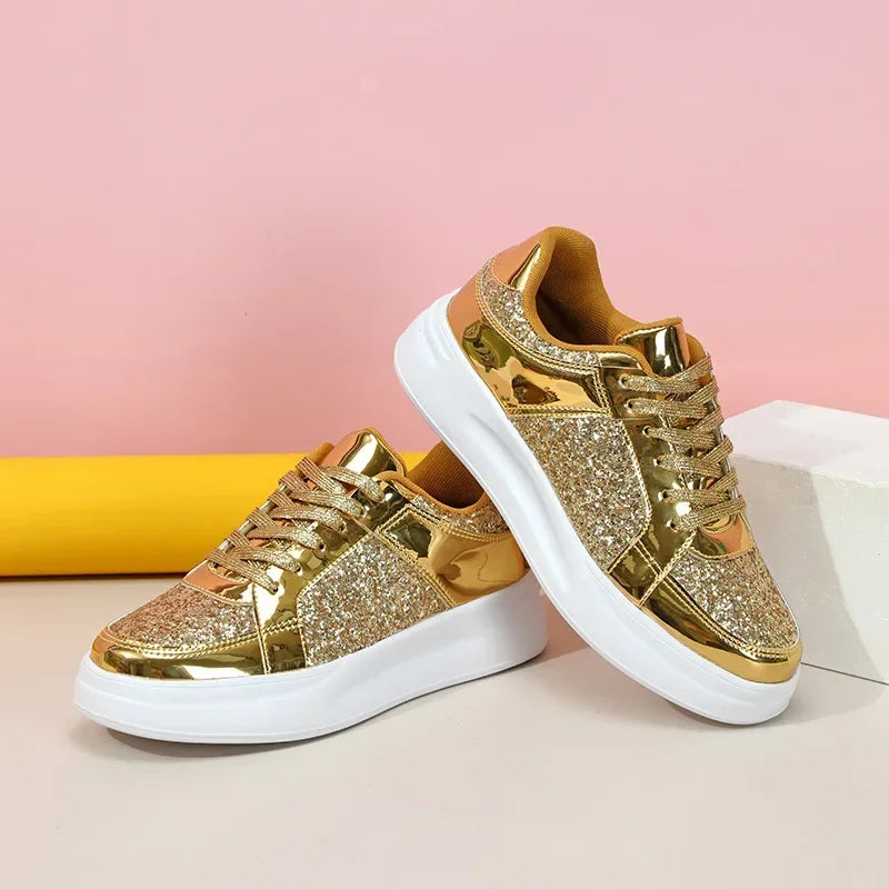 Sneaker Paillette Brillant or