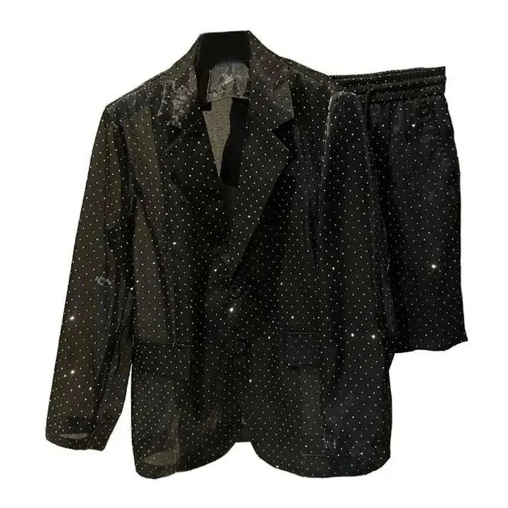 Veste et Short Noir Strass Homme