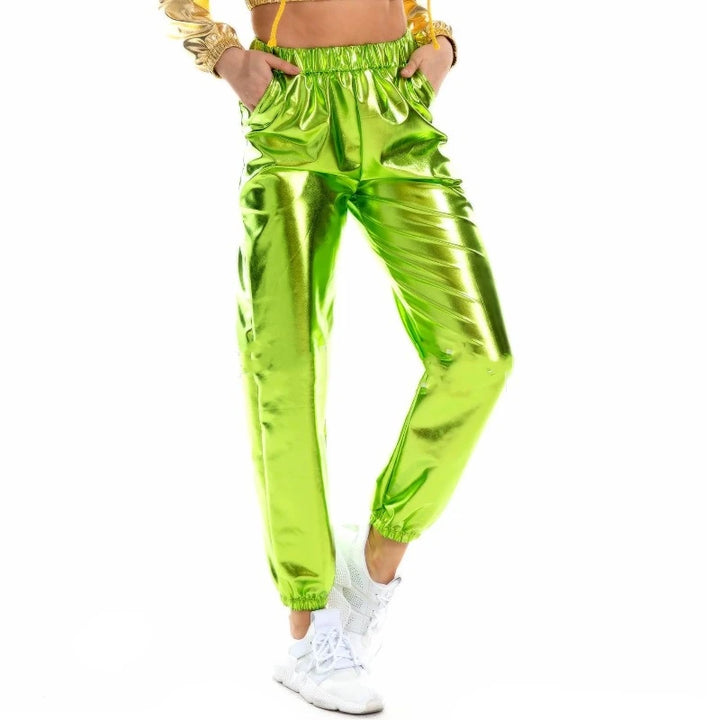 Pantalon Vert Fluo Brillant Femme
