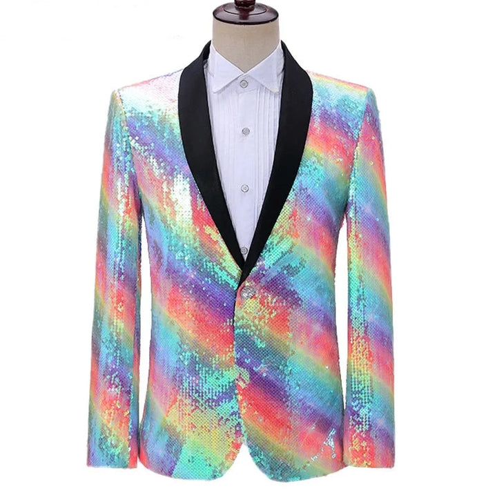 Veste Costume Arc en Ciel  Paillette Pour Homme