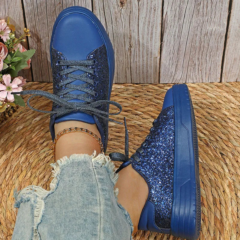 Basket Paillette Sneaker Femme bleu