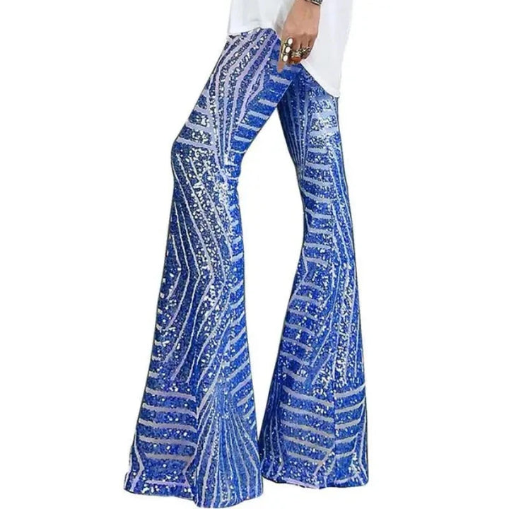 Pantalon Bleu Sequin Femme