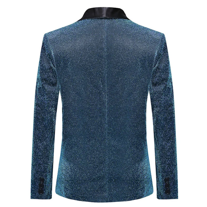 Veste Costume Bleu Paillette Homme Velours