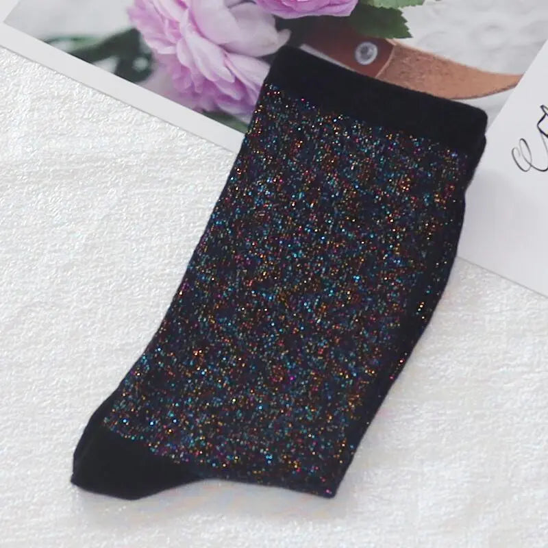 Chaussettes à Paillettes Multicolor