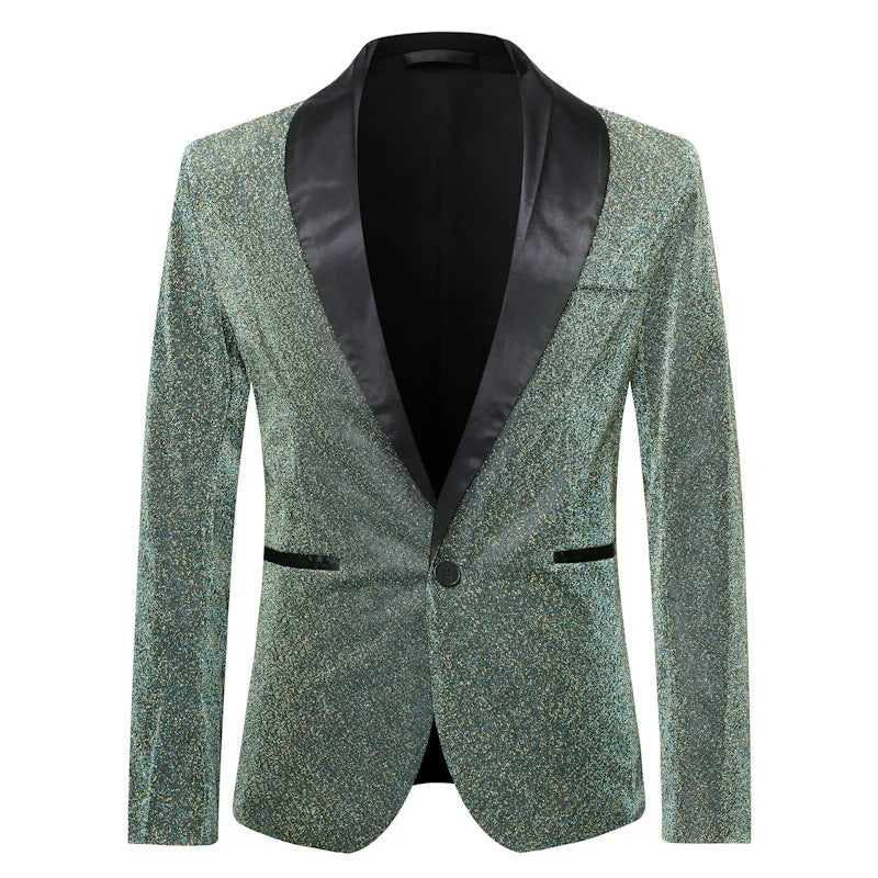 Veste Costume Vert  Paillette Homme Velours