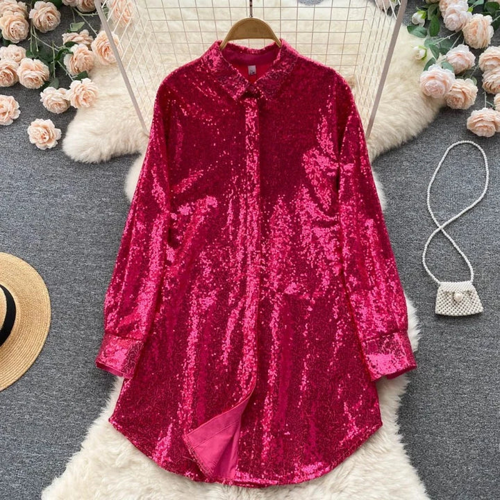 Chemise Fushia Femme Avec Paillette