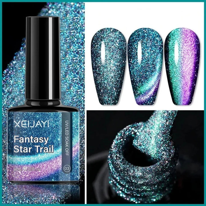 Gel Ongles Pailleté Galaxy vert rose