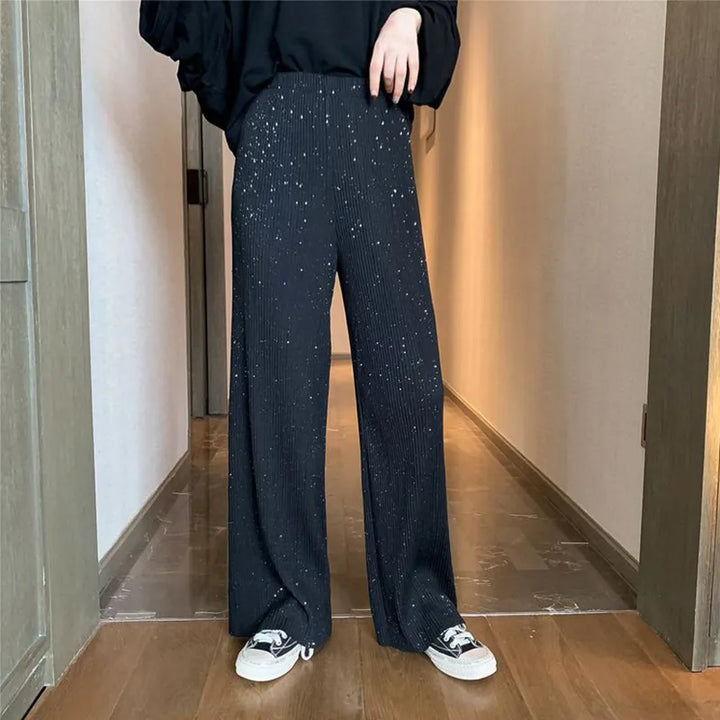 Pantalon Paillette Noir Femme