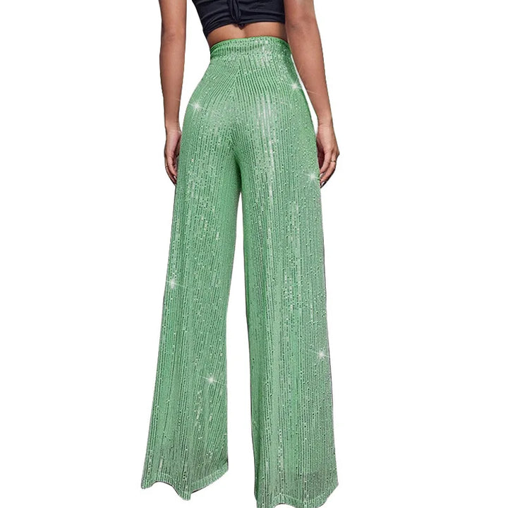 Pantalon Paillette Femme Coupe Large vert