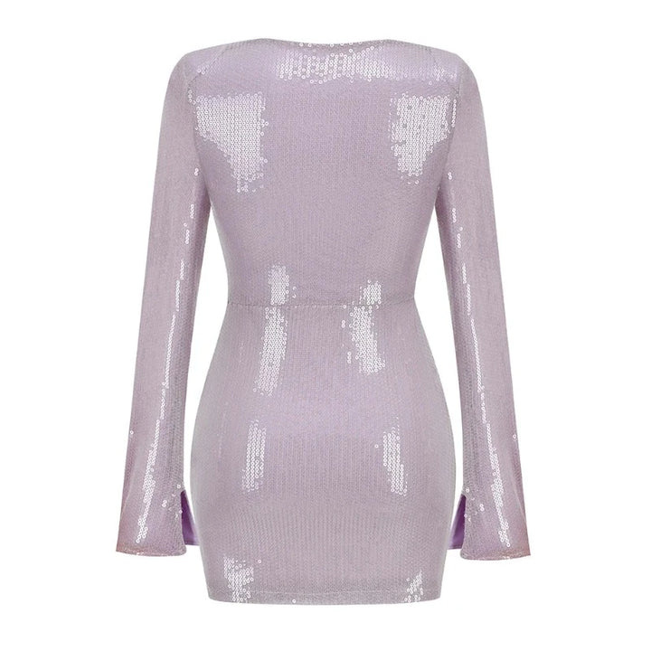 Robe Violet Paillette Avec Lacet Poitrine