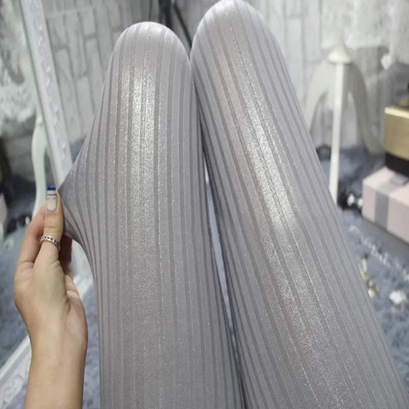 Legging Pailleté Rayures Gris 