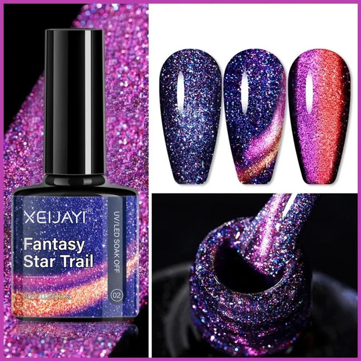 Gel Ongles Pailleté Galaxy bleu rose