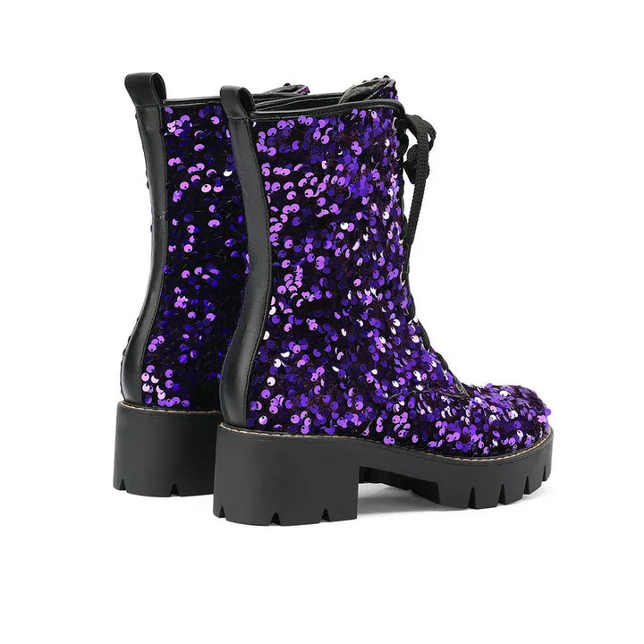 Bottines Paillettes Montantes Femme violet