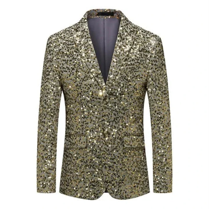 Veste Costume Sequin Homme or