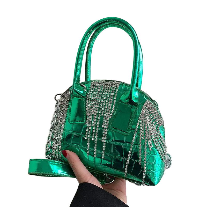 Petit Sac à Main Bandoulière Argenté vert