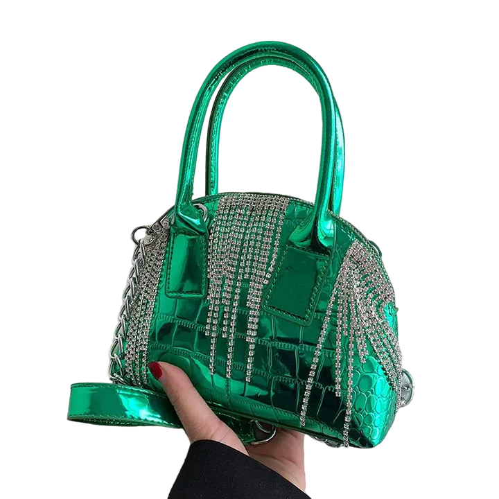 Petit Sac à Main Bandoulière Argenté vert