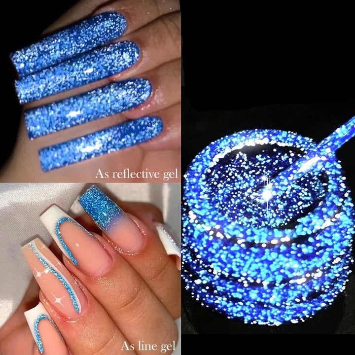 Gel Pailleté Ongles bleu ciel