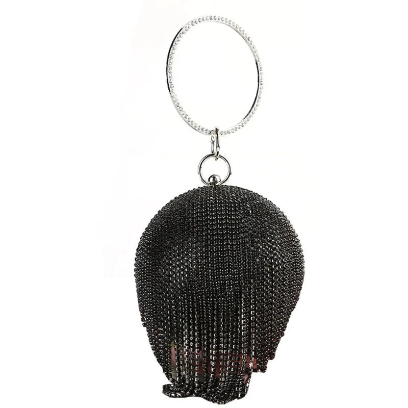 Sac Boule Strass Noir