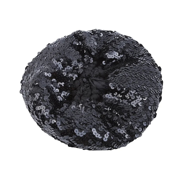 Béret Rond Paillette Noir