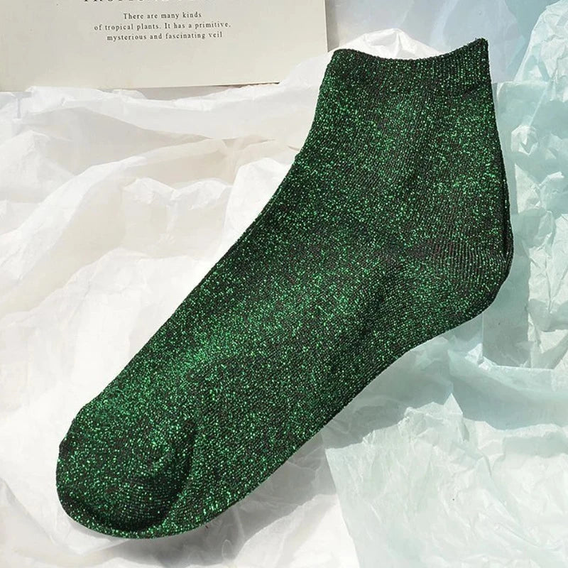 Chaussette Paillette Courte Vert