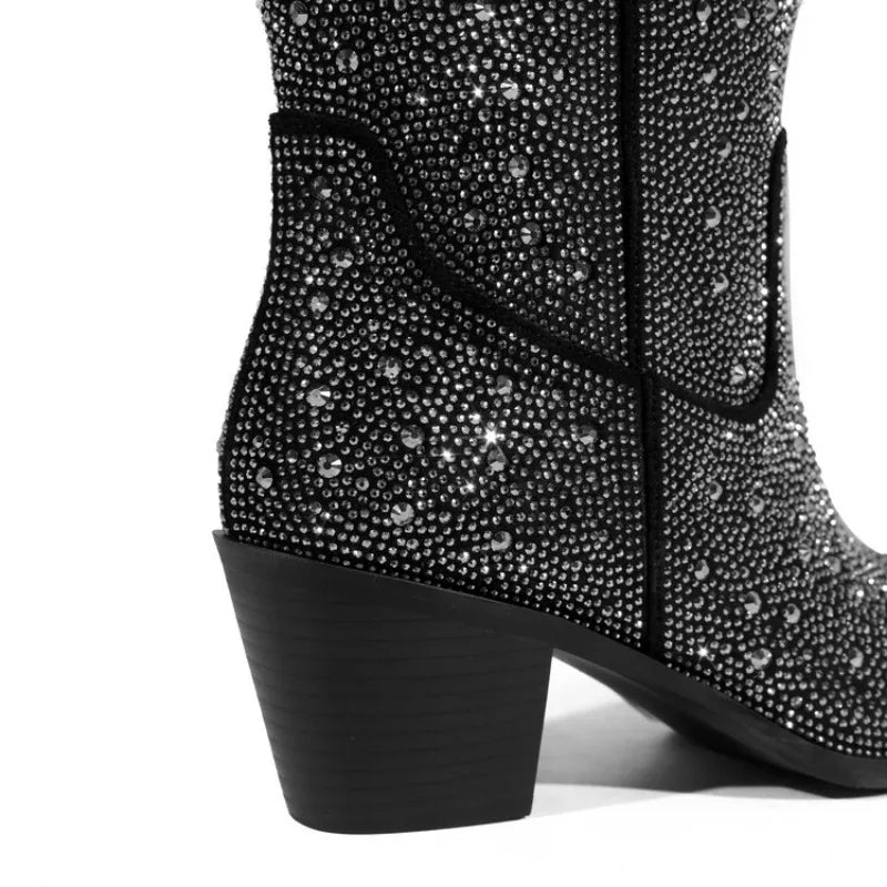 Bottines Noir  Strass Femme