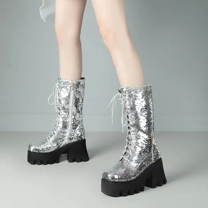 Bottes Argenté  Paillettes Semelles