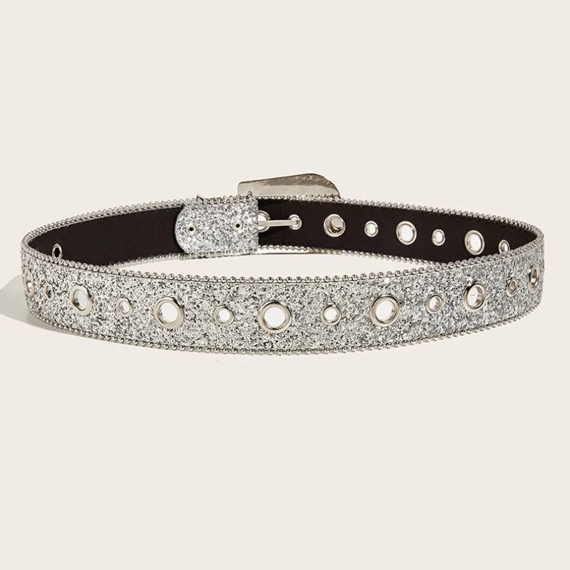 Ceinture Paillette Strass argent