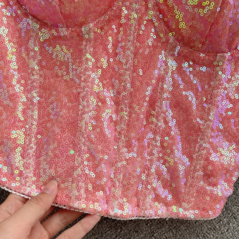 Bustier Sequin rose