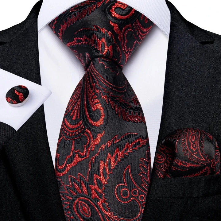 Cravate Noir Rouge  Homme