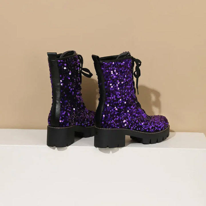 Bottines Paillettes Montantes Femme violet