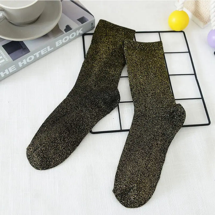 Chaussettes à Paillettes Noir Doré