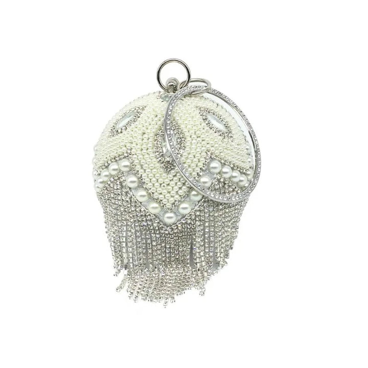 Sac Boule Strass Lotus argenté