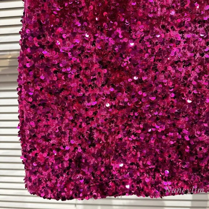 Jupe Courte Sequin Fushia 