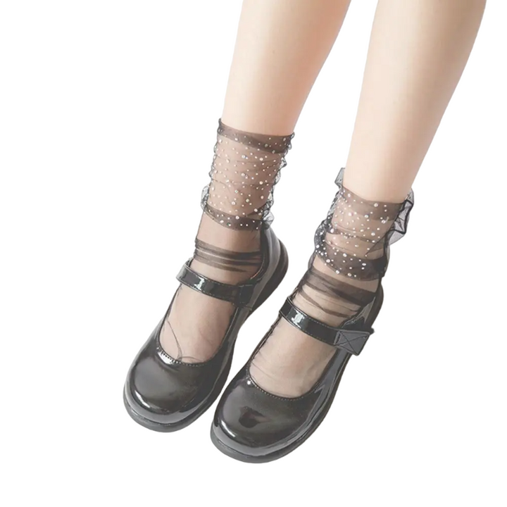 Chaussette Transparente Strass Noir