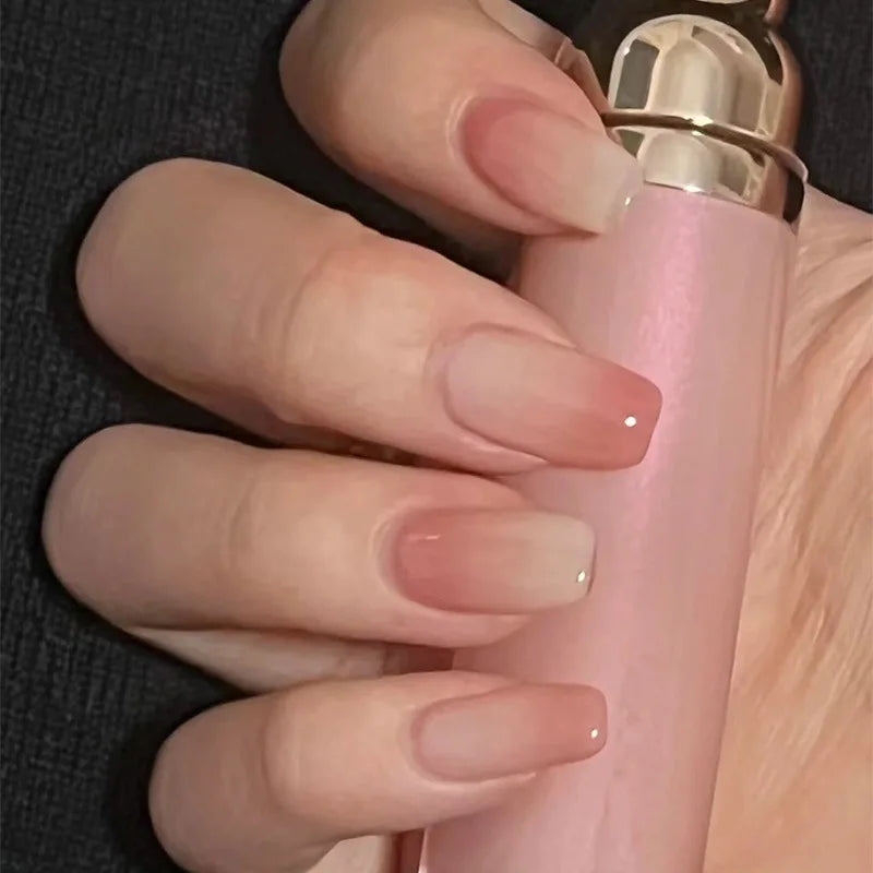 Faux Ongle Rose Paillette dégradé inversé