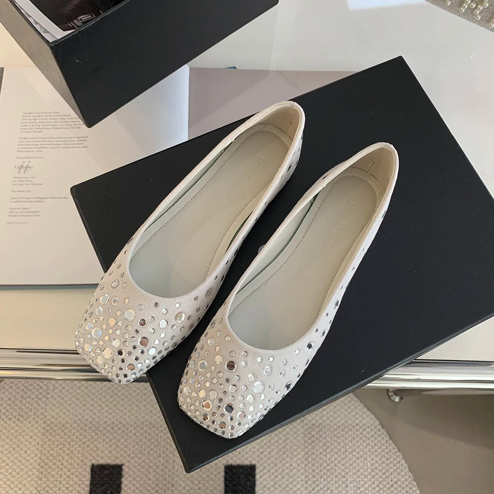 Ballerine Blanc Strass Femme