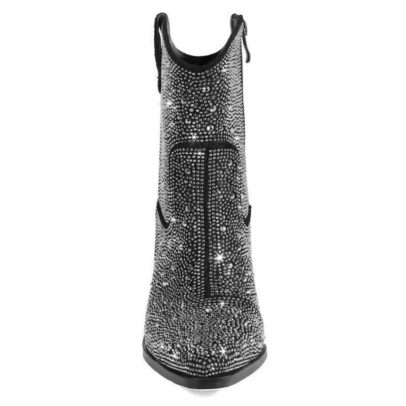 Bottines Noir  Strass Femme