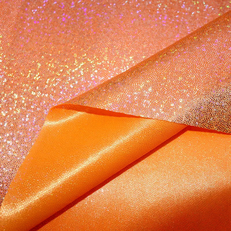 Tissu Pailleté Polyester Orange