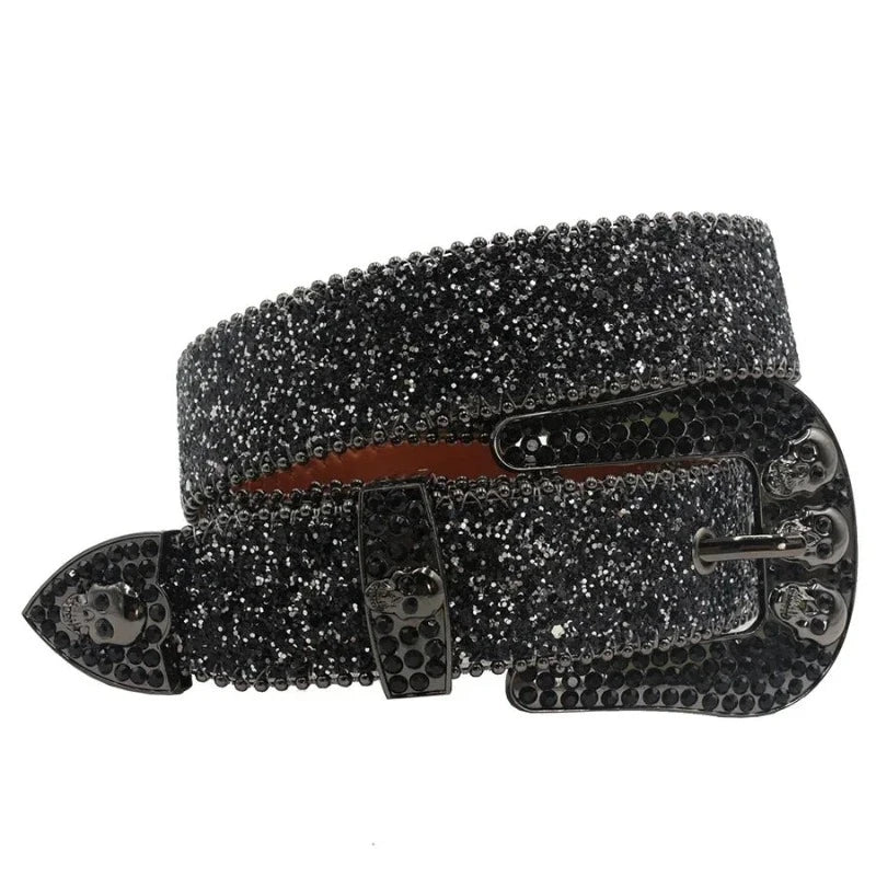 Ceinture Paillette Strass Homme Femme Noir paillettes