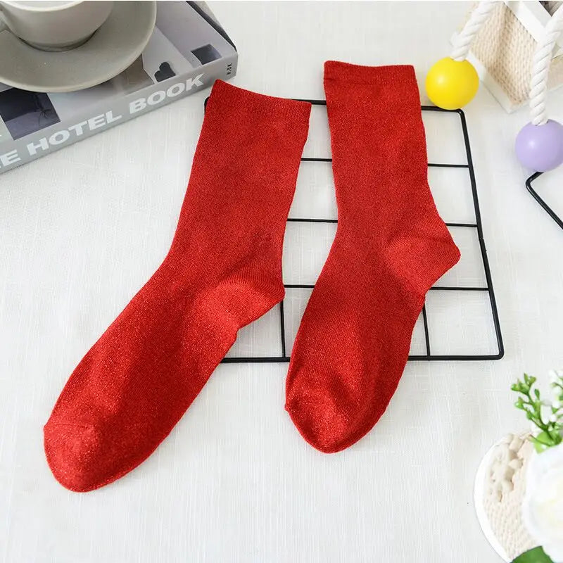 Chaussettes à Paillettes Rouge