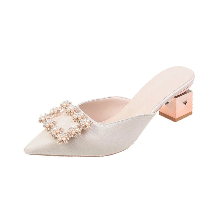 Sandale Paillette Papillon Strass Talon Carré blanche