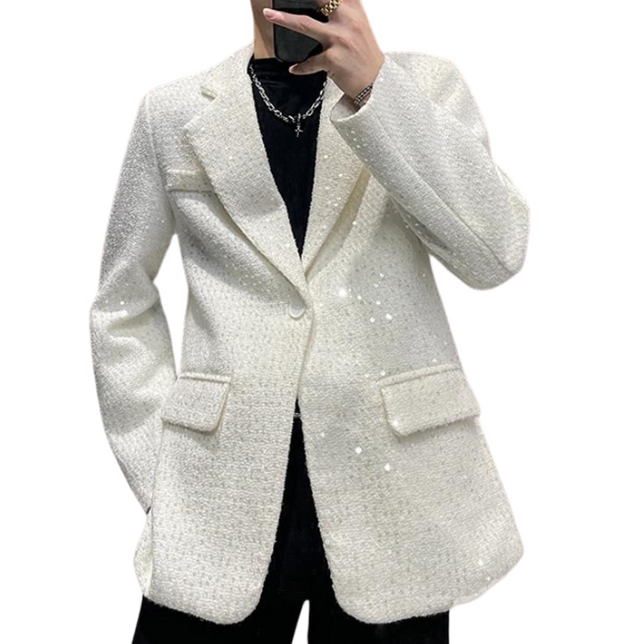 Veste Blazer Paillette Homme  Blanc