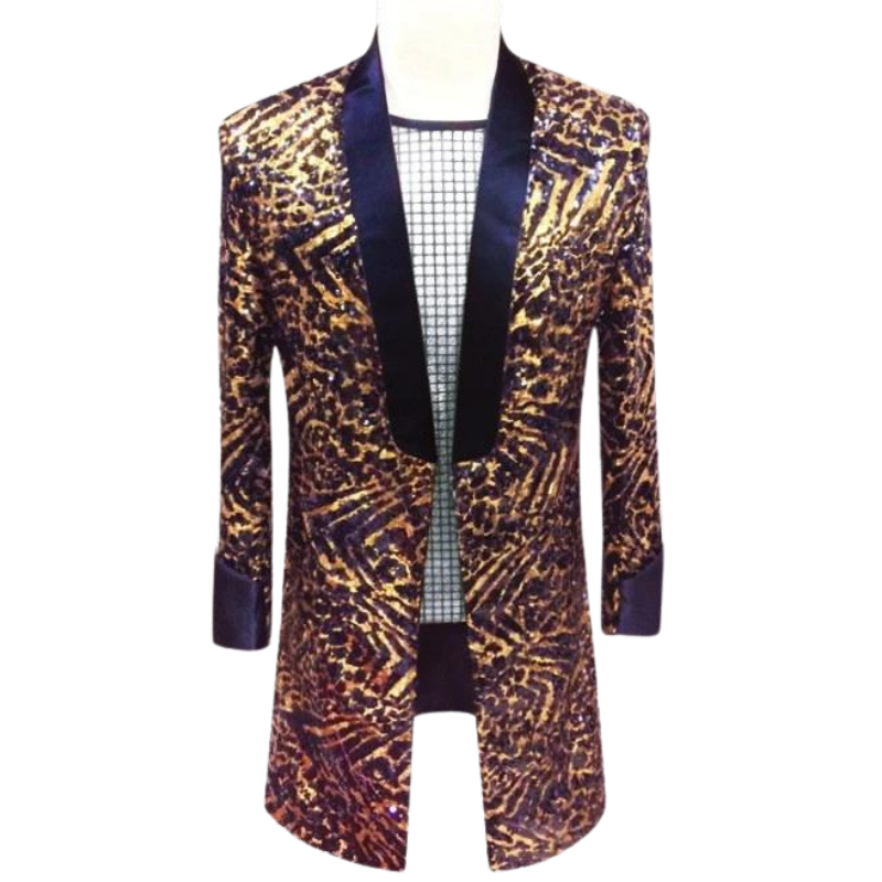 Veste Costume Paillette Leopard Homme