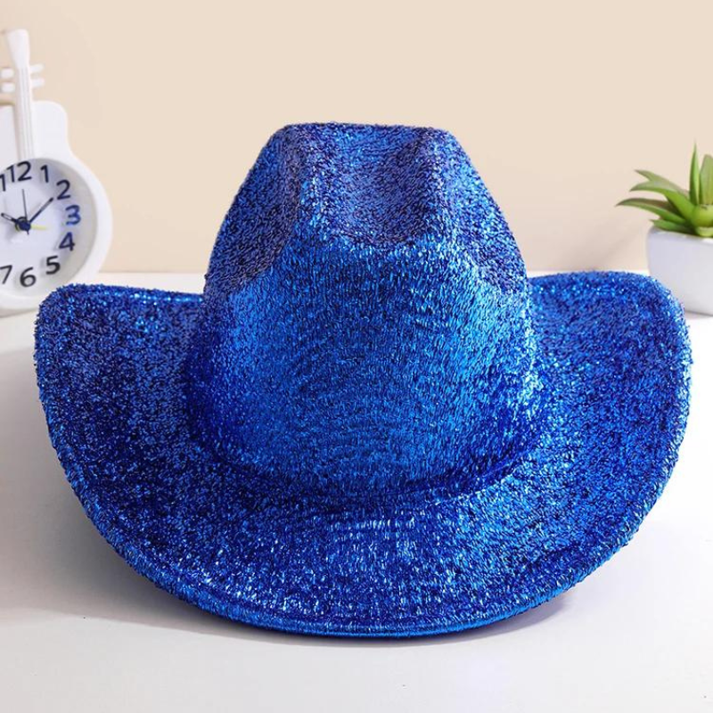 Chapeau Cowboy Paillette Bleu brillant