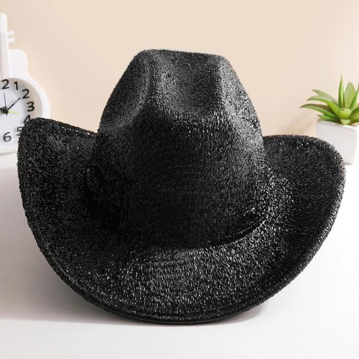 Chapeau Cowboy Paillette Noir brillant
