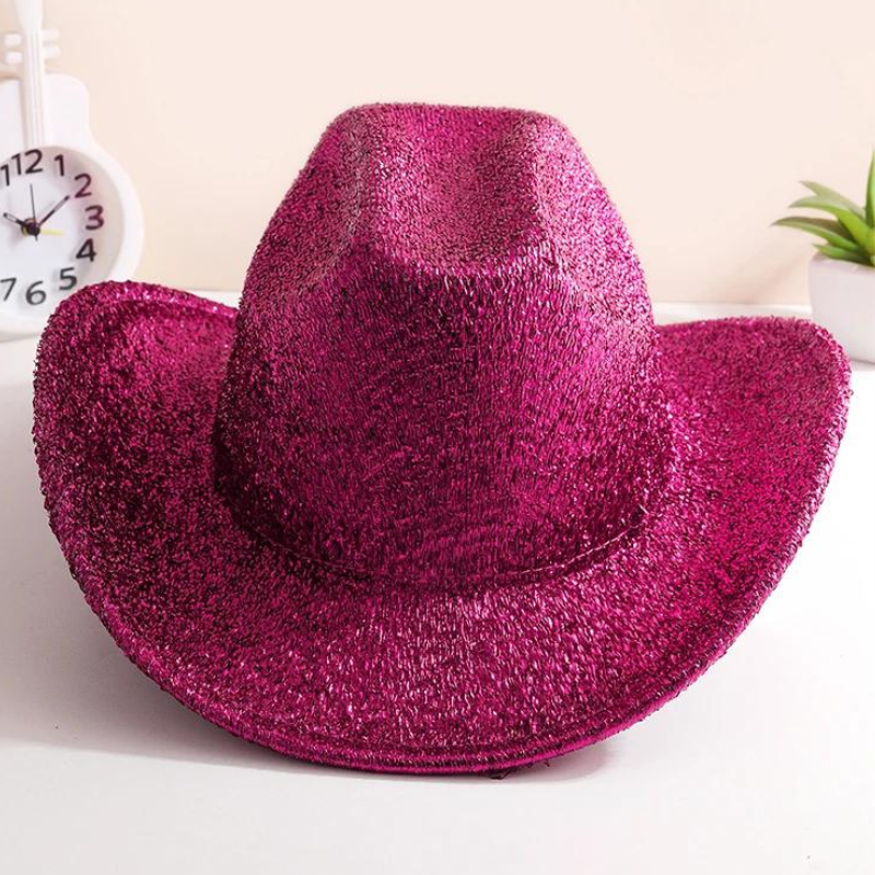 Chapeau Cowboy Paillette Fuchsia brillant