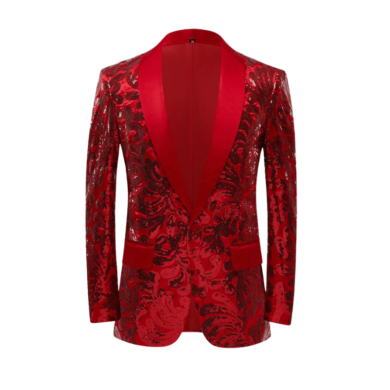 Costume Paillette Brodé Homme rouge