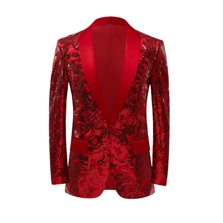 Costume Paillette Brodé Homme rouge